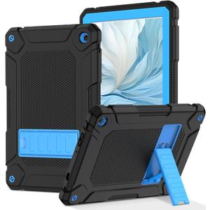 MENZO Case for Fire HD 10 (Only 13th Gen, 2023 Release) Bracket Design, Layer Duty Shockproof Rugged Case with Kickstand, Black+Teal