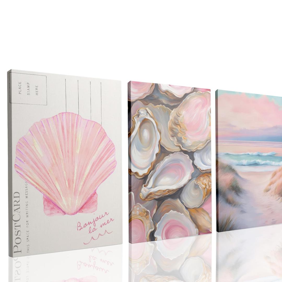 Framed Amalfi Coast Beach Wall Art Italian Beach Landscape Posters Pink Pastel Aesthetic Preppy Beachy Painting Prints Fruit Champagne Canvas Art Decor for Bar Girls Bedroom Dorm Apartment 24'' x 16''