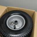 AR-PRO (2 Pack) 13x5.00-6 Flat Free Tire and Wheel Assembly, Solid Lawn Mower Front Tire with 3" Centered Hub, 3/4" Bearing extra 5/8"&1/2", Compatible with Riding Mowers & Garden Tractors