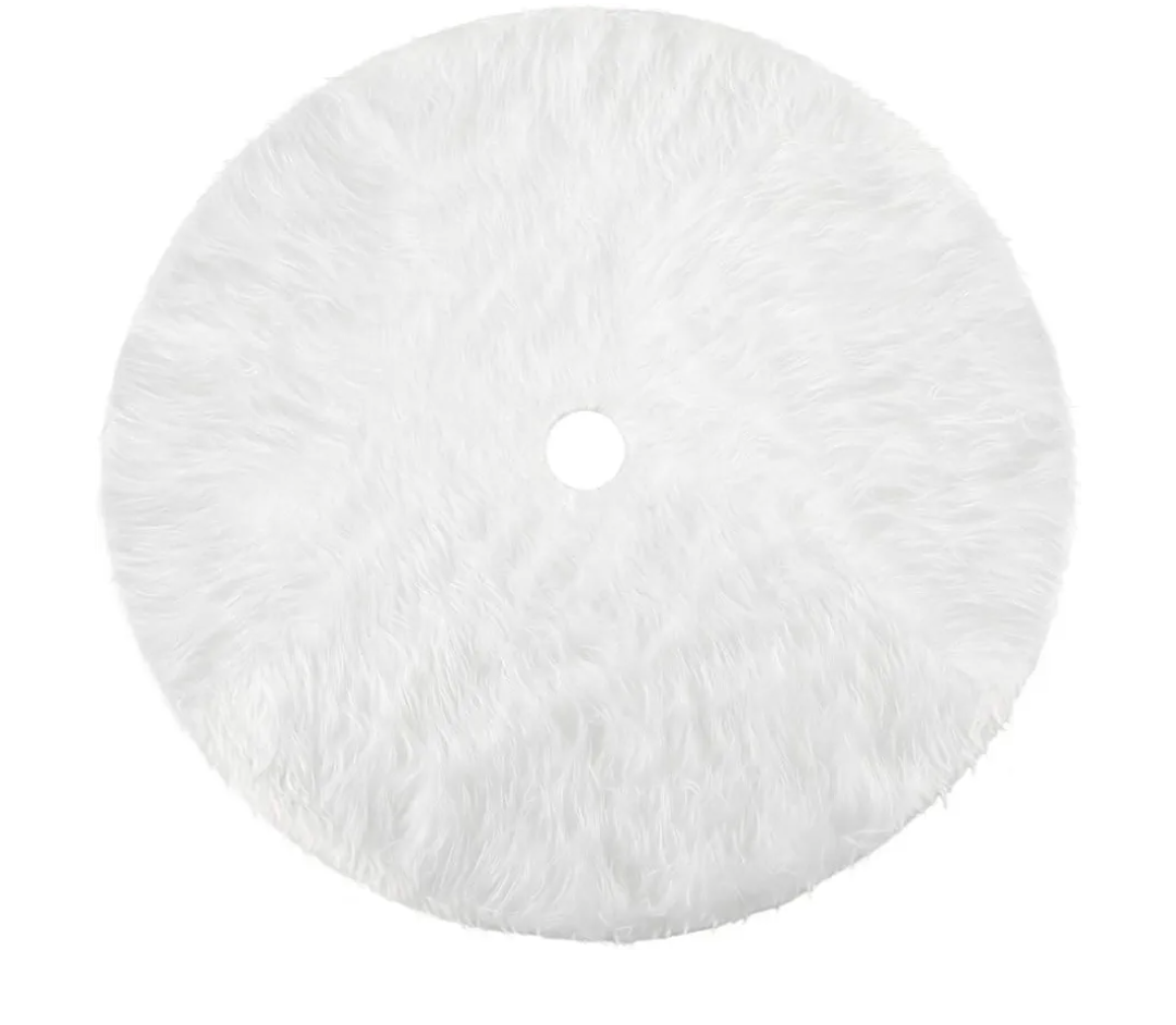 Konsait Plush Christmas Tree Skirt - Round Snow White Xmas Tree Mat Base Cover for Holiday Home Decorations,31Inch/78CM