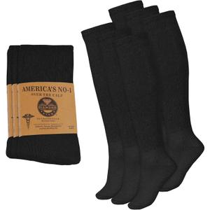 6 Pairs Diabetic Socks Over The Calf - Knee High Premium, Cotton Socks Men's Size 10-13 Big & Tall Size 13-16.