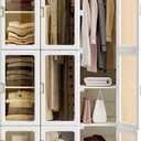 ANTBOX Portable Wardrobe Closet Storage Organizer for Clothes,Transparent Door Panels,Suitable for Living Room, Bedroom,Plastic Wardrobe with Magnetic Door and Easy Assembly 12 Cubes