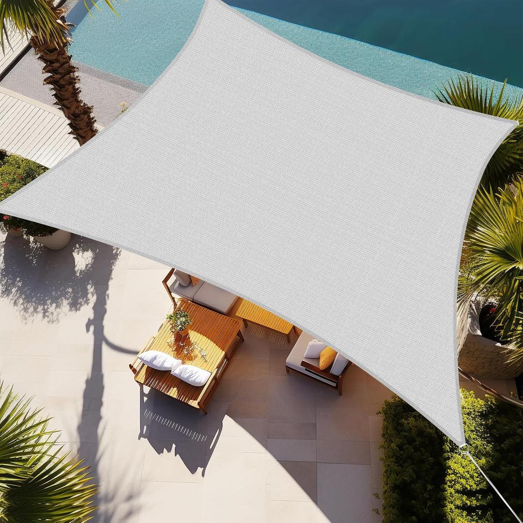 Shade&Beyond Rectangle Sun Shade Sail 06'X10' Permeable Canopy Light Grey for Patio Garden Yard Deck Pergola 