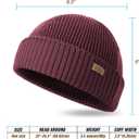 OUTDOOR SHAPING Merino Wool Short Fisherman Beanies for Men Women, Knit Cuff Trawler Beanie Cap, Winter Warm Daily Hat (One Size, Burgundy)