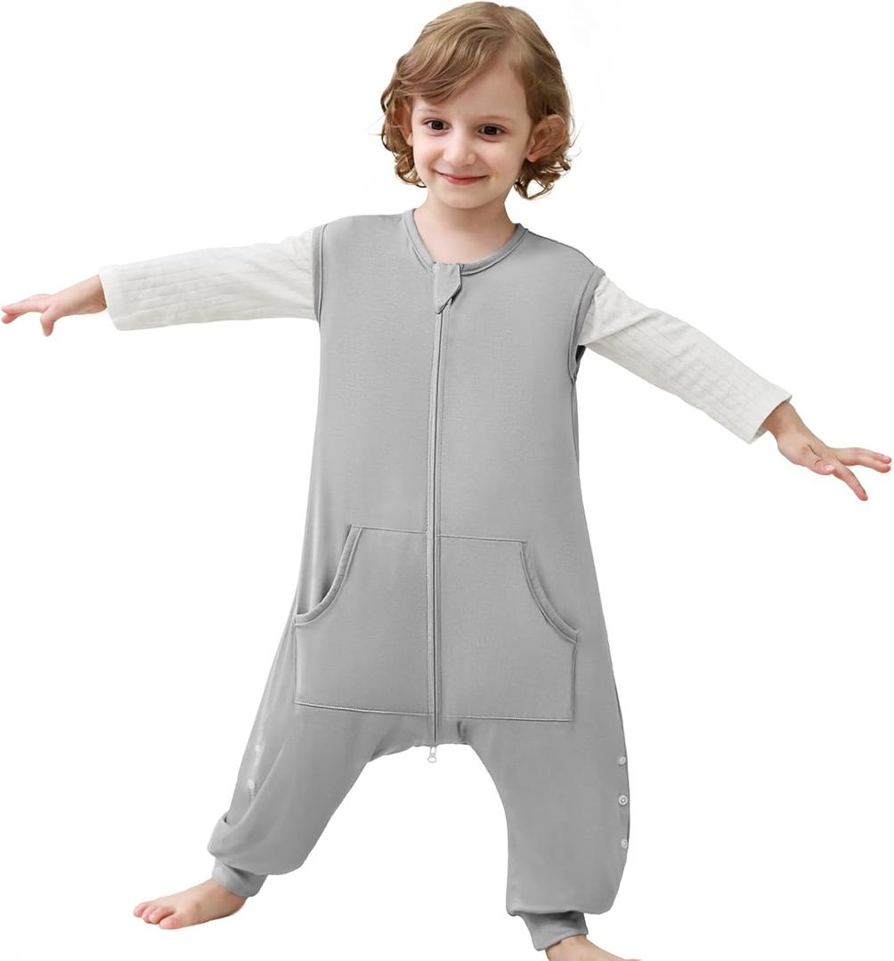 HOMEAL Toddler Sleep Sack with Leg, Sleep Sack with Feet, Baby Sleep Sack 12M-7T (Gray)