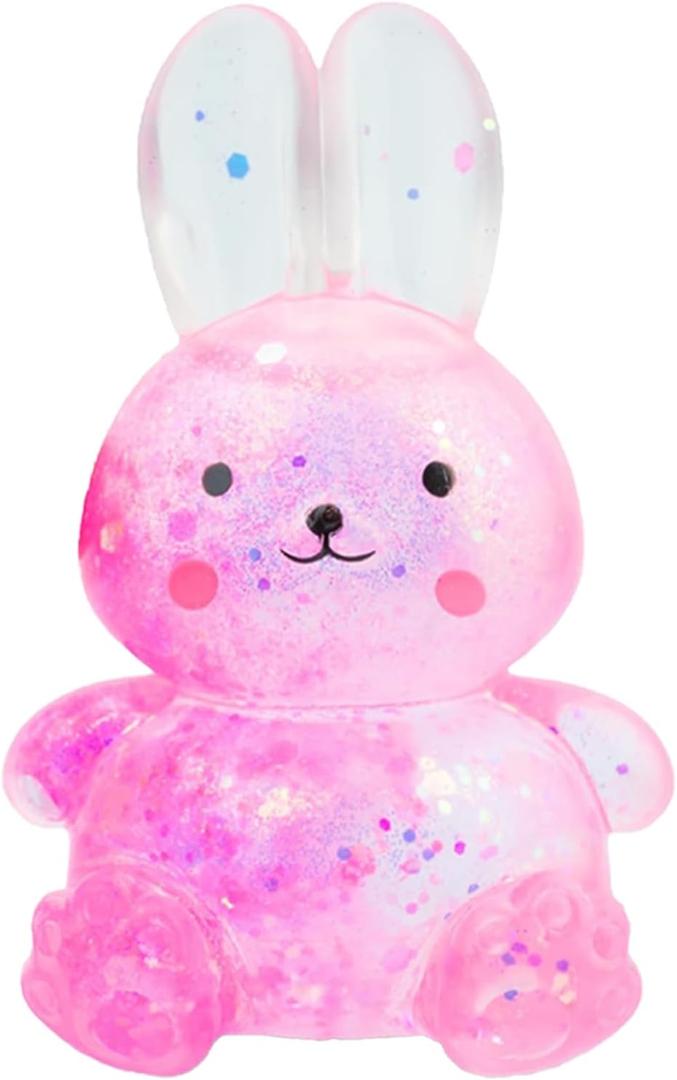 Sezua Squishy Fidget Stress Ball - Easter Basket Stuffers, Taba Squishies Squeeze Sensory Rabbit Toys, Rabbit Squishy Sugar Stress Ball Toys for Adult Kid, Glitter Rabbits Gift for Birthday Christmas