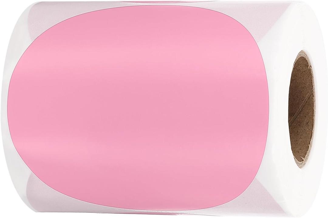 PATIKIL 4 Inch Round Thermal Label Stickers, 300Pcs Circle Direct Thermal Sticker Labels Self-Adhesive Thermal Printer Stickers for Business Classroom Office, Pink