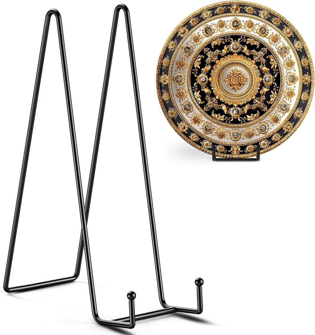 TR-LIFE 14 Inch Heavy Duty Plate Stand (2 Pack) - Metal Display Easel for Large Plates, Platters, Picture Frames, Signs, and Posters