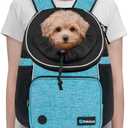 PetAmi Adjustable Cat & Dog Chest Carrier Backpack, Ventilated for Hiking & Camping, Max 15 lbs, Teal Blue