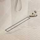 Neodrain 32-Inch Linear Shower Drain- with 2-in-1 Flat & Tile Insert Cover, 304 Stainless Steel Rectangle Shower Floor Drain,Floor Shower Drain with Adjustable Leveling Feet, Hair Strainer