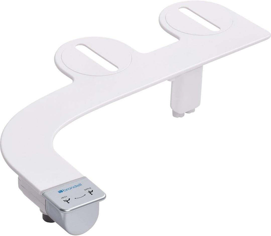 Brondell Bidet Attachment for Toilet SS-250 SimpleSpa Fresh Water Spray with Adjustable Water Pressure Side Arm Control, Slim Bidet Sprayer, Silver Knob (Dual Nozzle)