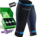 Wakefeet 3 Pairs Calf Compression Sleeve for Men and Women, Leg Compression Sleeve for Running, Hiking, Sports, XXL, Black/Blue 