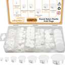 200PCS 7 Sizes White Nylon Plastic Plugs for Round Holes, 1" 3/4" 5/8" 1/2" 3/8" 5/16" 1/4" Round Hole Plug Cover Snap Locking, Used for Plastic, Cabinet Furniture DD016-w