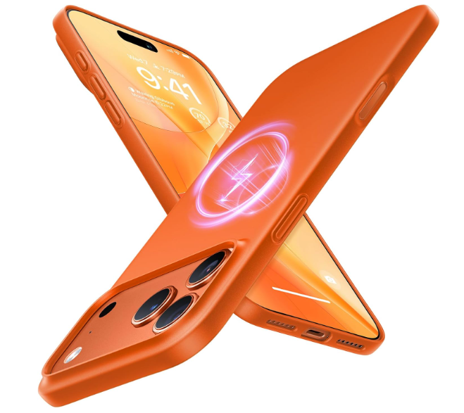 TORRAS Magnetic SlimFit for iPhone 17 PRO MAX Case, UltraThin 17 ProMax Phone Case Compatible with MagSafe, Light AntiScratch Matte Hard PC Bayer 6.9 inch OriginFit, Glossy Orange