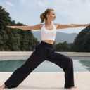 ESOFT Women's Wide Leg Yoga Pants Sweatpants High Waisted Lounge Palazzo with Pockets Comfy Flowy Pants Petite/Regular/Tall (Blue, XL)