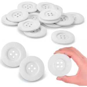 MTLEE 30 Pieces Large Size Wood Buttons 2.36 Inch Round Sewing Button 4 Holes Large Buttons for Crafts Sewing Wooden for DIY Clothing Bag Decoration Supplies(White)