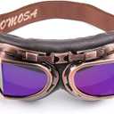 Vintage Motorcycle Goggles,Windproof Anti Fog & Impact UV Protection Aviator Pilot Motocross Goggles,Fly Racing Riding Sand Dust Goggles for Men,Women, Adult