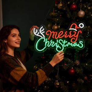 Britrio Merry Christmas Neon Sign LED Neon Light Wall Decoration for Bedroom Holiday Christmas Party Business Store Window Home Decor Hanging Ornament Xmas Gift Indoor 5V USB 15.75”