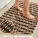 TYUU Waffle Bath Mat, Boho Bathroom Rugs Non Slip Washable Super Absorbent Quick Dry Bath Mat Farmhouse Bathroom Decor, 30"x20" Black and Khaki
