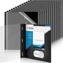 Teling 24 Pcs Clear Front Report Covers with 3 Prongs, Suit for A4/8.5'' x 11'' Letter Size Paper, Plastic Black Presentation Folders Bulk, 90 Sheet Capacity, for School Business