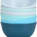 Homestockplus Unbreakable Cereal Bowls 25 OZ Microwave and Dishwasher Safe BPA-Free Eco-Friendly Wheat Straw Bowl Assorted Color Dessert Bowls for Serving Soup, Oatmeal, Pasta and Salad [Set of 6] (Gradient Blue)