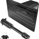 Tow Hitch Cover, American Flag Metal Trailer Hitch Cover with 5/8-Inch Pin Bolt, Heavy Lockable USA Flag Truck Towing Hitch Covers for 2 inch Receivers, Car Accessories (Black)