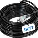 80FT Heat Tape for Roof and Gutters, 8 Watts/ft Roof Heat Cable w/ 35PCS Clips & Spacers, Self-Regulating Heat Cable w/LED Plug, Gutter Heat Cable for Ice Dam & Pipe Freeze Prevention, 120V