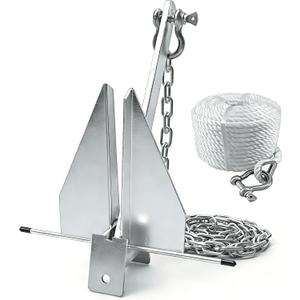 Boat Anchor Kit, 5/8.5 LBS Heavy Duty Boat Anchor with Chain, Rope and Shackles, Galvanized Steel/Stainless Steel Anchor for 8-16/15-24 FT Boats, Pontoons, Dinghy, Fishing and Bass Boats