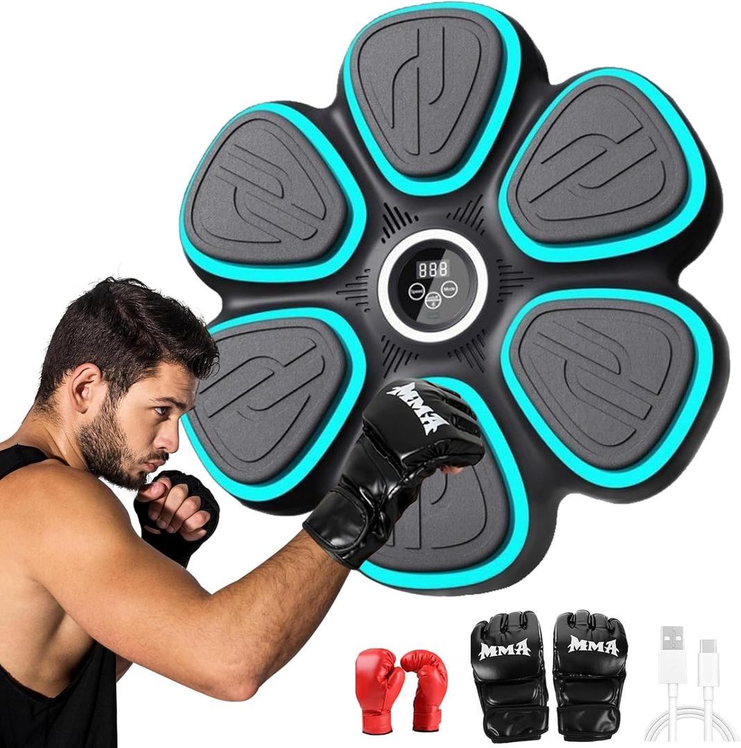 BVK Music Boxing Machine, Interactive Punching Trainer with Boxing Gloves, Wall Mounted Electronic Boxing Target for Adults, Kids, 9 Modes & 9 Speeds, 30 Volume Levels