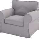 Dense Cotton Ektorp Chair Cover Replacement, Compatible for IKEA Ektorp Armchair Cover, Heavy Cotton Gray