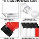 Sliner 200 Pcs 2oz Small Plastic Juice Bottles Ginger Juice Bottle with Lids Liquid Vial Reusable Clear Beverage Container with Lid, Freezer Safe, Leak Proof for Milk, Water(Black Lid)