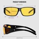 Night Driving Glasses for Men Women Fit Over Sunglasses Anti Glare Polarized HD Night Vision Glasses (F04 Glossy Black Frame/ Night Vision Lens)