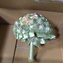Bridal Wedding Bouquet Round Holding Bouquet Throw Toss Artificial Rose Flower Bunch for Bride Bridesmaid Wedding Quinceanera(Sage Green, 9.4")