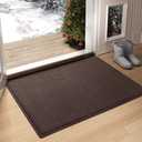 Color&Geometry Front Door Mat Indoor Entrance, 19.5"x35.5" Standard-Sized Inside Doormat for Entryway Non Slip, Dirt Trapper Absorbent Entry Rug Washable, Brown (Rolled-up NO Creases)