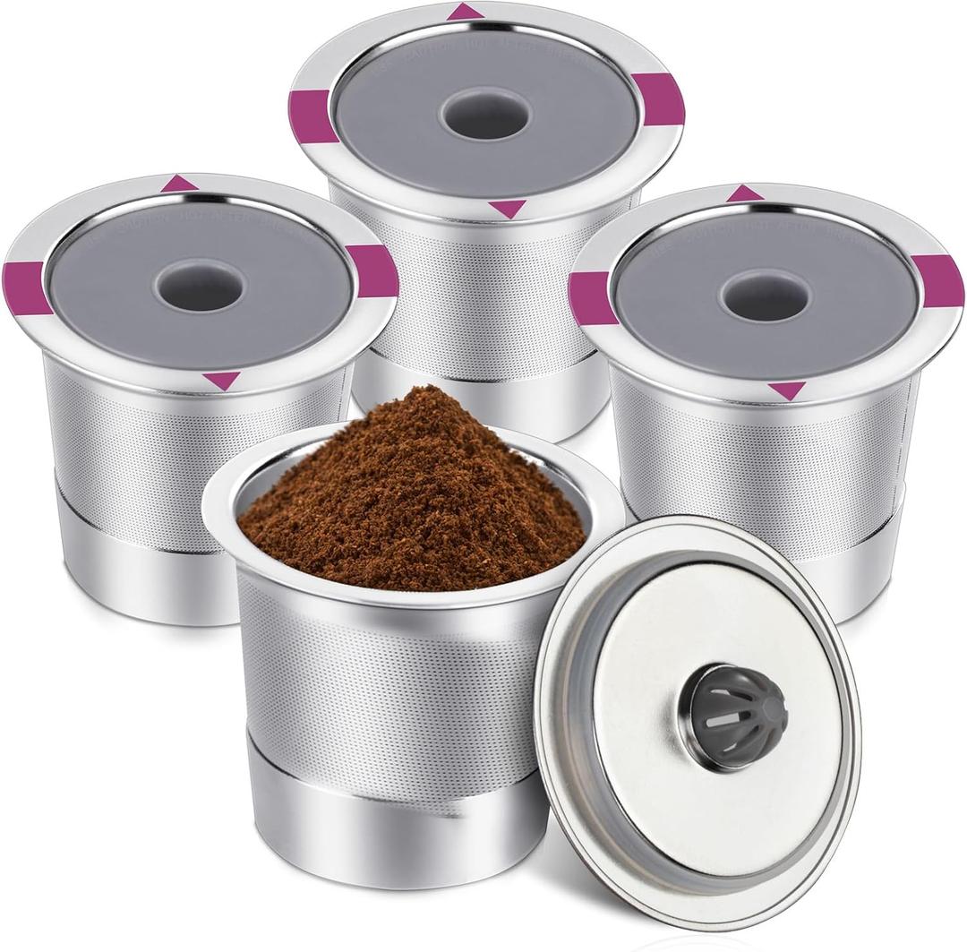 Reusable K Cups, Universal stainless steel Reusable Coffee Pods, Refillable Single K Cups for K 2.0 and 1.0 Coffee Makers