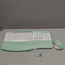 Wireless Keyboard and Mouse Combo, Wave Keys Full-Sized Ergonomic Keyboard with Cushioned Plam Rest, Phone Holder, Comfortable Natural Typing, 2.4G Cordless Set for Computer, Laptop, Pc, Mac, Windows