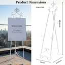 60 H White Easel Stand for Sign, Large Adjustable Metal Display Standing for Displaying Pictures Wedding Poster Holder Showcasing with Chain Support