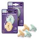 Philips Avent Soothie 3-18 Months Orthodontic Baby Pacifiers, 100% Silicone Pacifiers, One Piece, BPA-Free, 2 Green and 2 Yellow, 4 Pack, Model SCF192/72 (Light Yellow/Pastel Cyan)