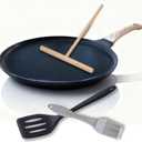11.2 Crepe Pan NonstickGranite Coating Dosa Pan Pancake Flat Skillet Tawa Griddle,Scone Pan,With Stay-Cool Handle, Induction Compatible, PFOA Free (KW331-10)