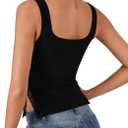 Vrtige Women's Sexy Sweetheart Neck Lace Crop Tank Top Pleated Sleeveless Going Out Tops Y2K Fashion Slit Cami (Black, S)