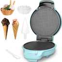 Baker's Friend Waffle Cone Maker Machine with Browning Control, Nonstick Waffle Bowl Maker, 7.5 Ice Cream Cone Maker, Thin Waffle Maker Crispy, Cone Roller & Bowl Press Included, Aqua