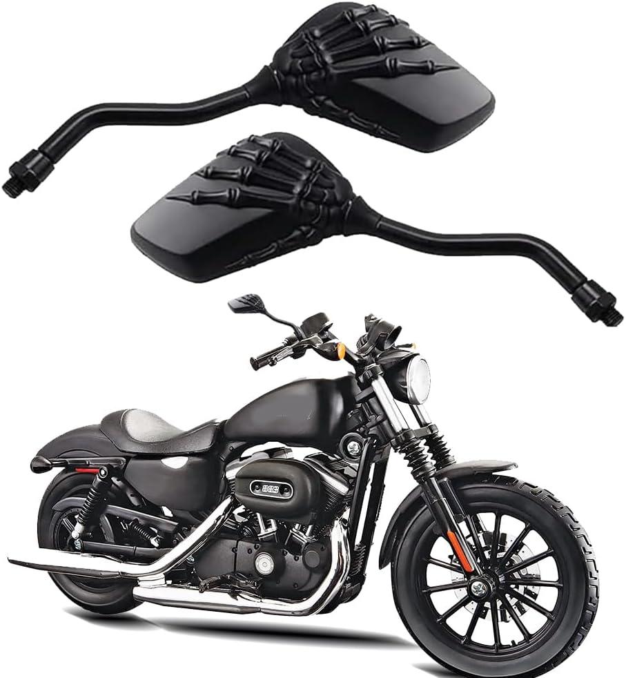 DREAMIZER Universal Motorcycle Black 8mm/10mm Skull Skeleton Hands Side Rear View Mirrors Compatible with Harley XL Softail Honda Yamaha Suzuki Kawasaki Old School