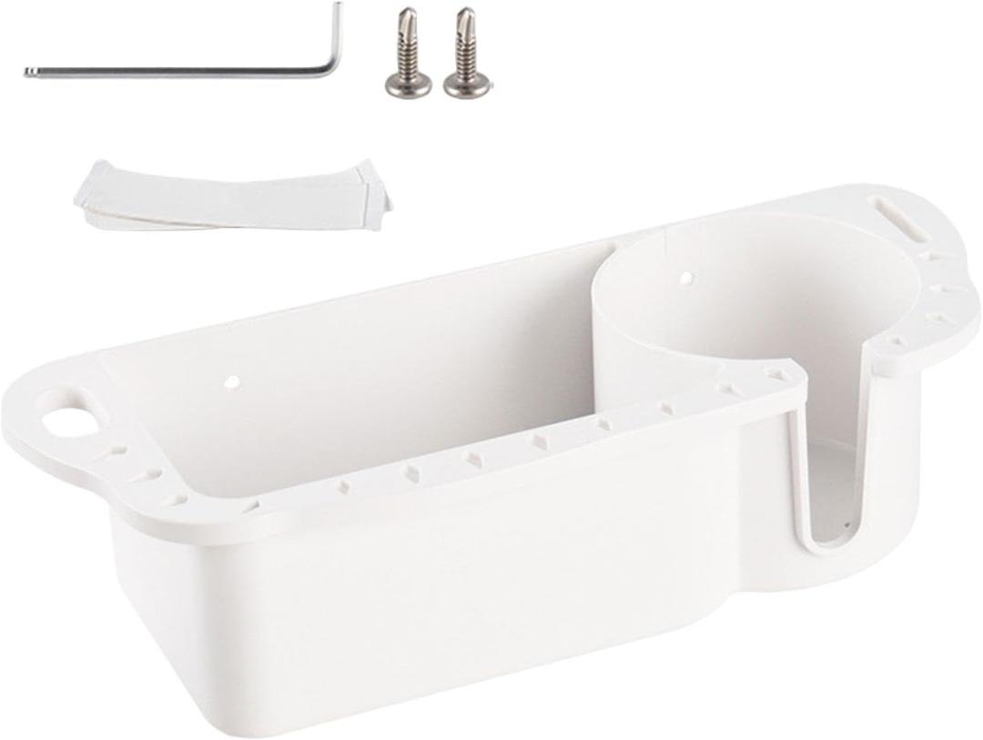 TOOYFUL Boat Caddy Organizer, Fishing Parts,Universal Stable Double Deep with Drainage Cup Holder, Boat Seat Storage Caddy for Bass Boat, Fishing, White