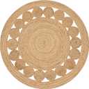 Savi Home Round Jute Area Rug Handwoven- 8 feet Round- Natural Beige - Rustic Vintage Beige Braided Reversible Rug- Eco Friendly Rugs for Farmhouse, Bedroom, Kitchen, Living Room