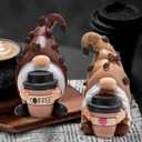 Hodao Coffee Gnome Figurines - Hand-Painted Resin Indoor Decor, Set of 2 Cute Cafe Bar Decorations, Perfect Home & Bedroom Ornaments, Ideal Gift for Coffee Lovers and Housewarming