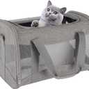 Cat Carrying Case - Pet Carrier Airline Approved, Protable and Breathable Pet Travel Carrier Removable Fleece Pad, Collapsible Cat Carrier Dog Carrier for Medium Cats Small Cats Dogs (X-Large, Grey)