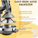 Cast Iron Hand Press, Lemon Manual Juicer, Citrus Press, Grey