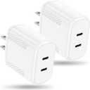 40W Total Dual USB C Charger,2-Port 20W Fast USB C Power Adapter Wall Charger Plug Type C Charging Block for Laptop Computer & Tablets/Phones iPhone 16/15/14/13/,(20W Per Port / 40W Combined) (White)