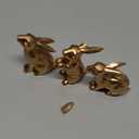 JORAE Gold Bunny Statues Easter Rabbit Figurines Set of 3 Vintage Rabbit Statues Animal Home Dcor Office Table Ornament, Champagne Gold, 3" H, Polyresin