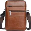 Hebetag Small Leather Sling Shoulder Bag Messenger Pack for Men Women Outdoor Travel Business